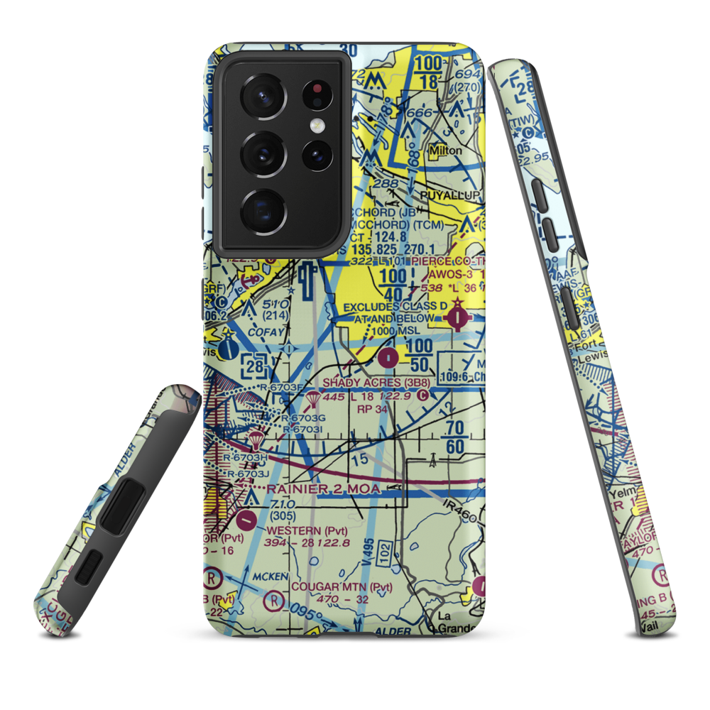 Spanaway Airport (S44) VFR Sectional Samsung Phone Case Samsung Galaxy S21 Plus model shown