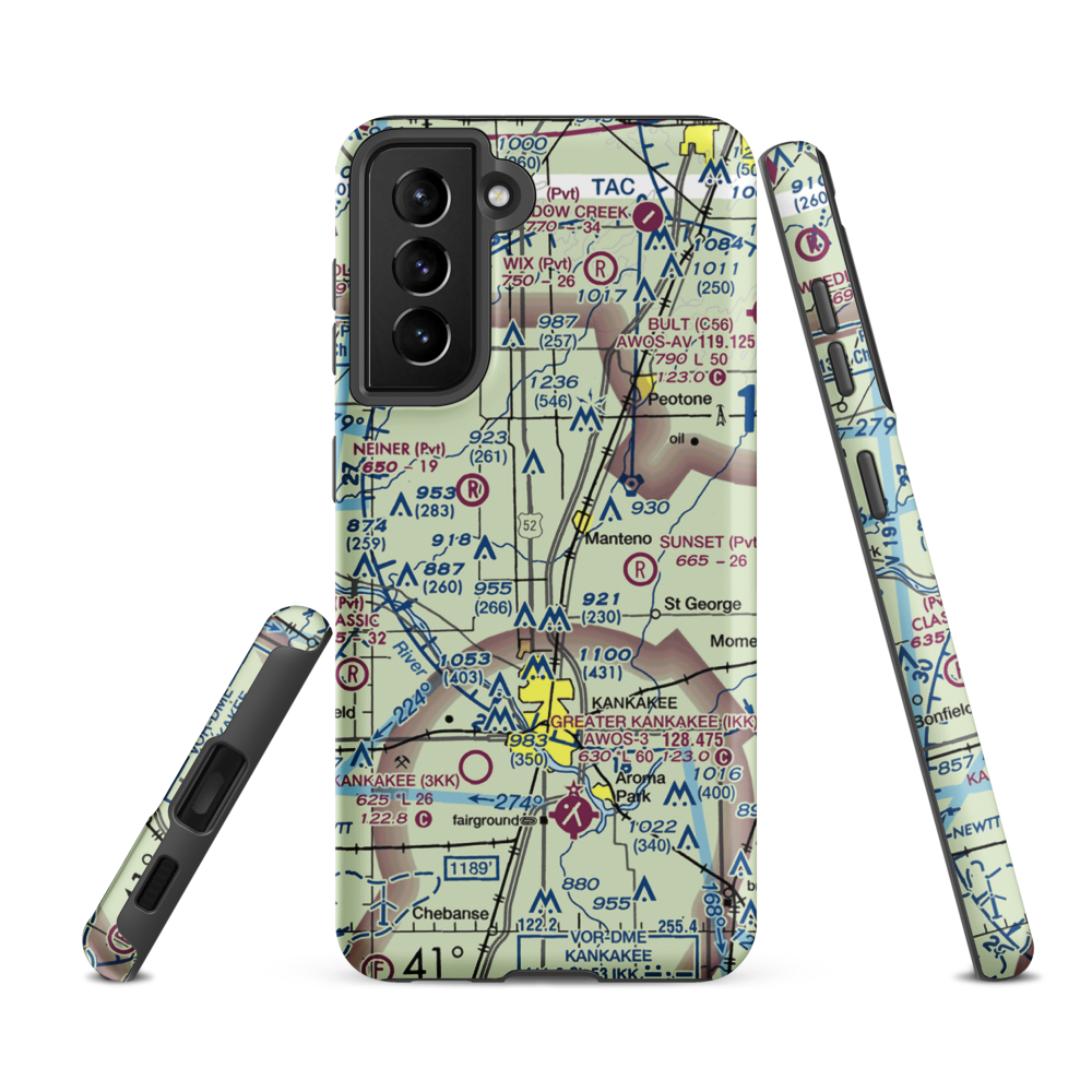Spangler Airport (58IL) VFR Sectional Samsung Phone Case Samsung Galaxy S21 FE model shown