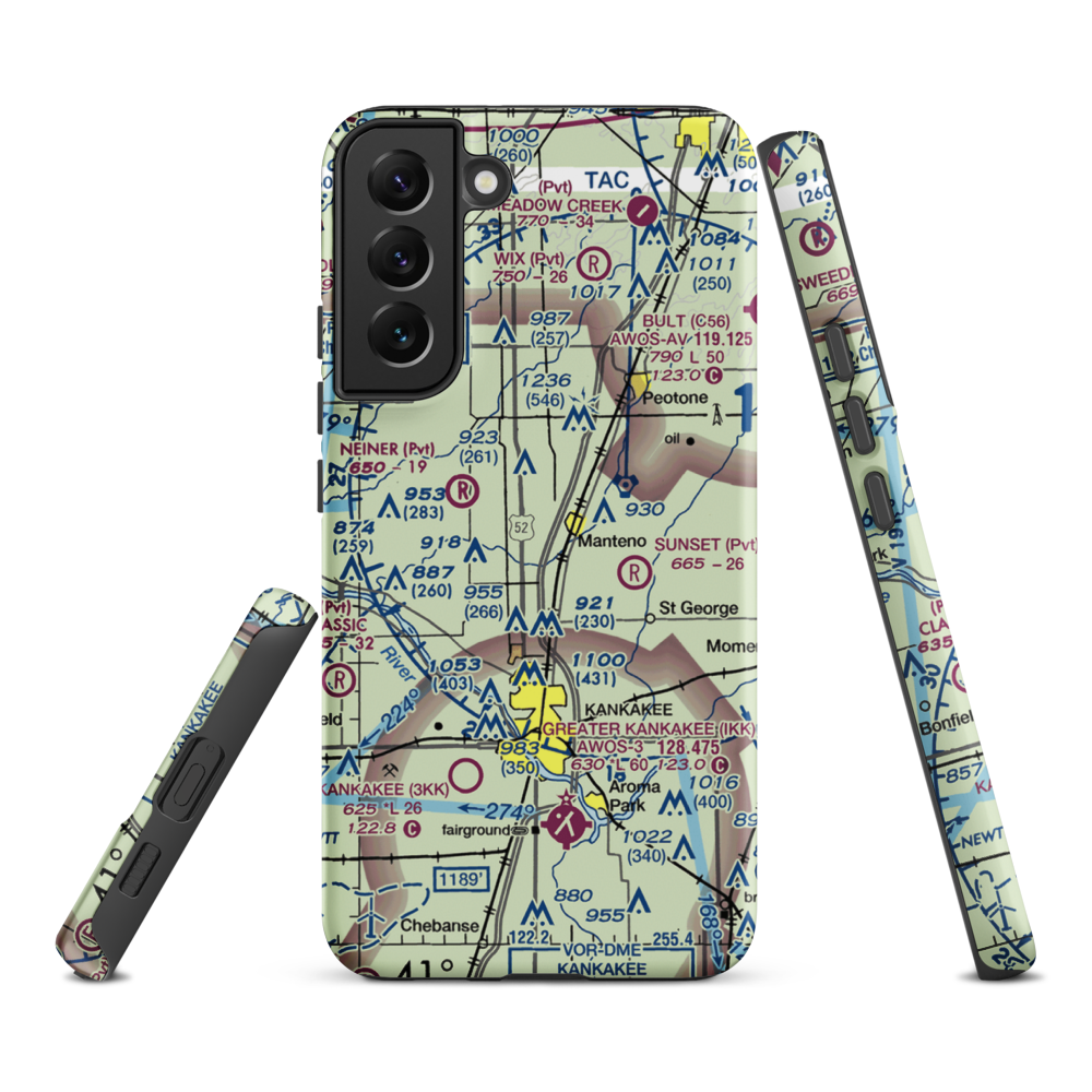Spangler Airport (58IL) VFR Sectional Samsung Phone Case Samsung Galaxy S22 Plus model shown