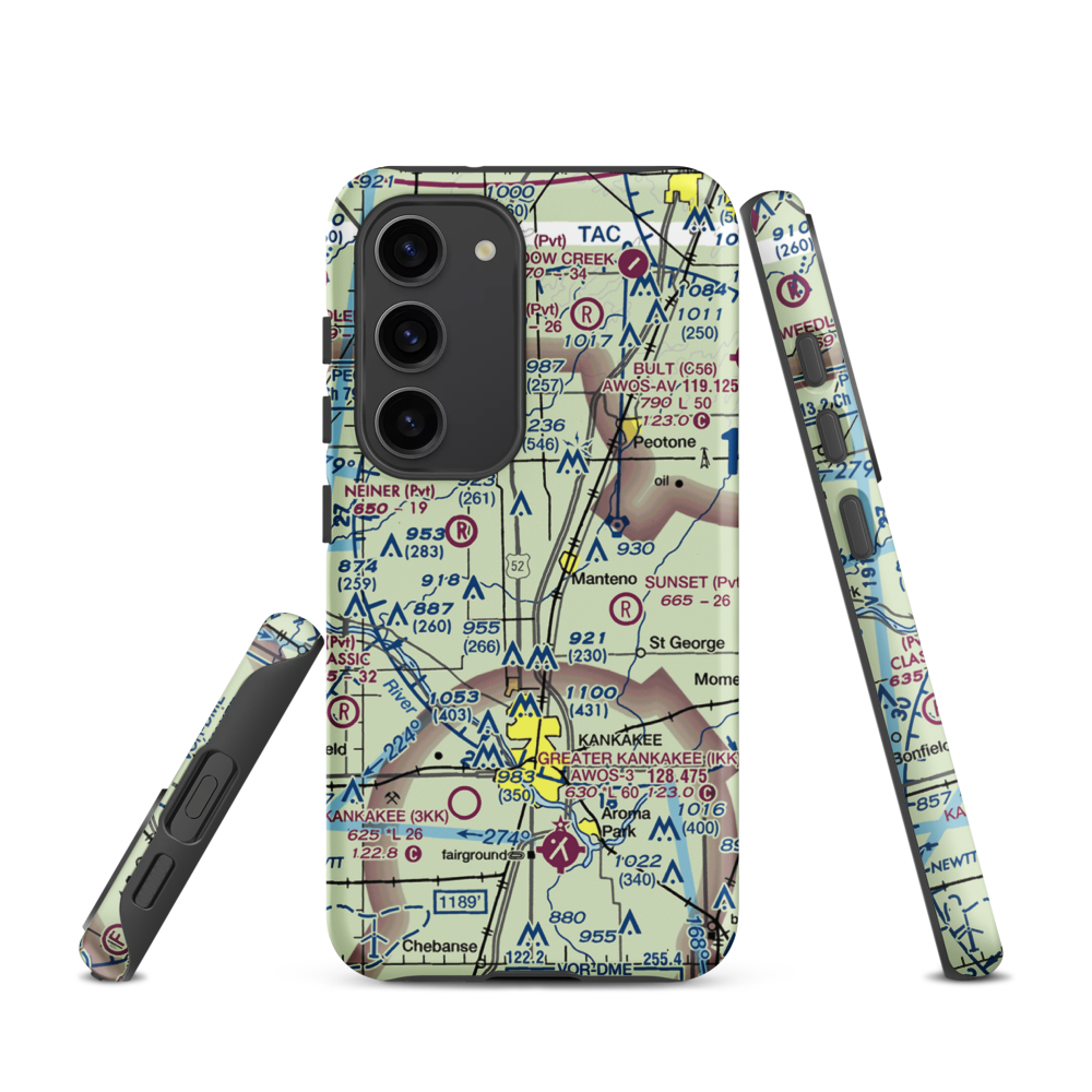 Spangler Airport (58IL) VFR Sectional Samsung Phone Case Samsung Galaxy S23 model shown