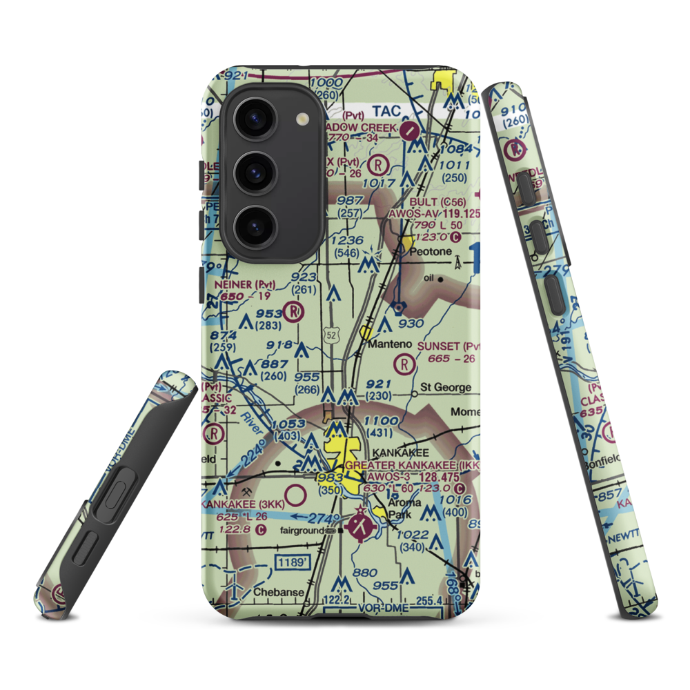 Spangler Airport (58IL) VFR Sectional Samsung Phone Case Samsung Galaxy S23 Plus model shown