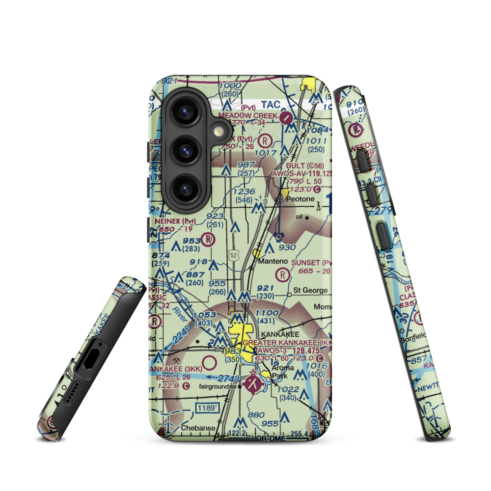 Spangler Airport (58IL) VFR Sectional Samsung Phone Case Samsung Galaxy S24 model shown