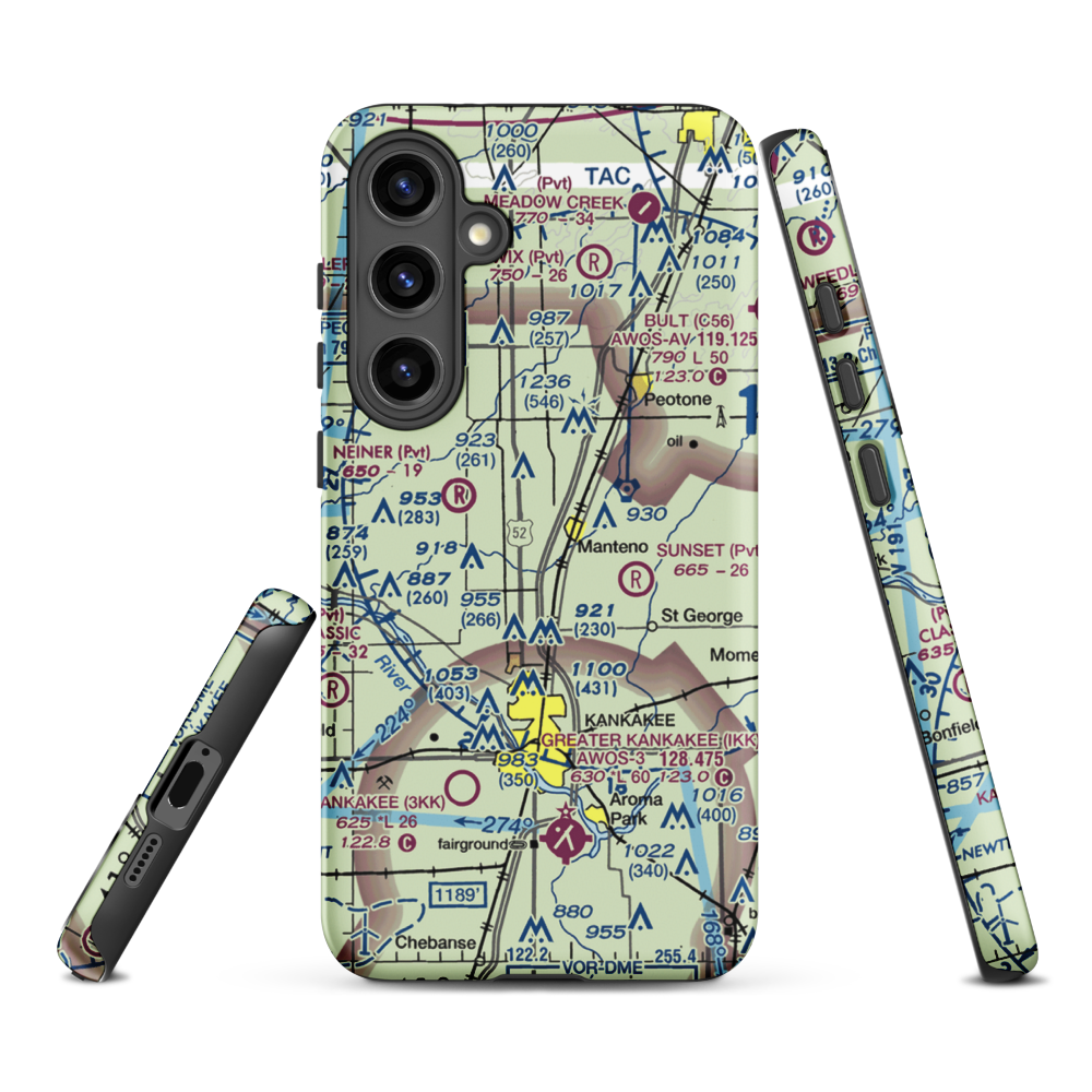 Spangler Airport (58IL) VFR Sectional Samsung Phone Case Samsung Galaxy S24 Plus model shown