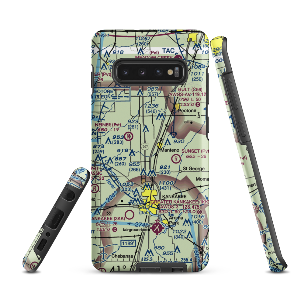 Spangler Airport (58IL) VFR Sectional Samsung Phone Case Samsung Galaxy S10 Plus model shown