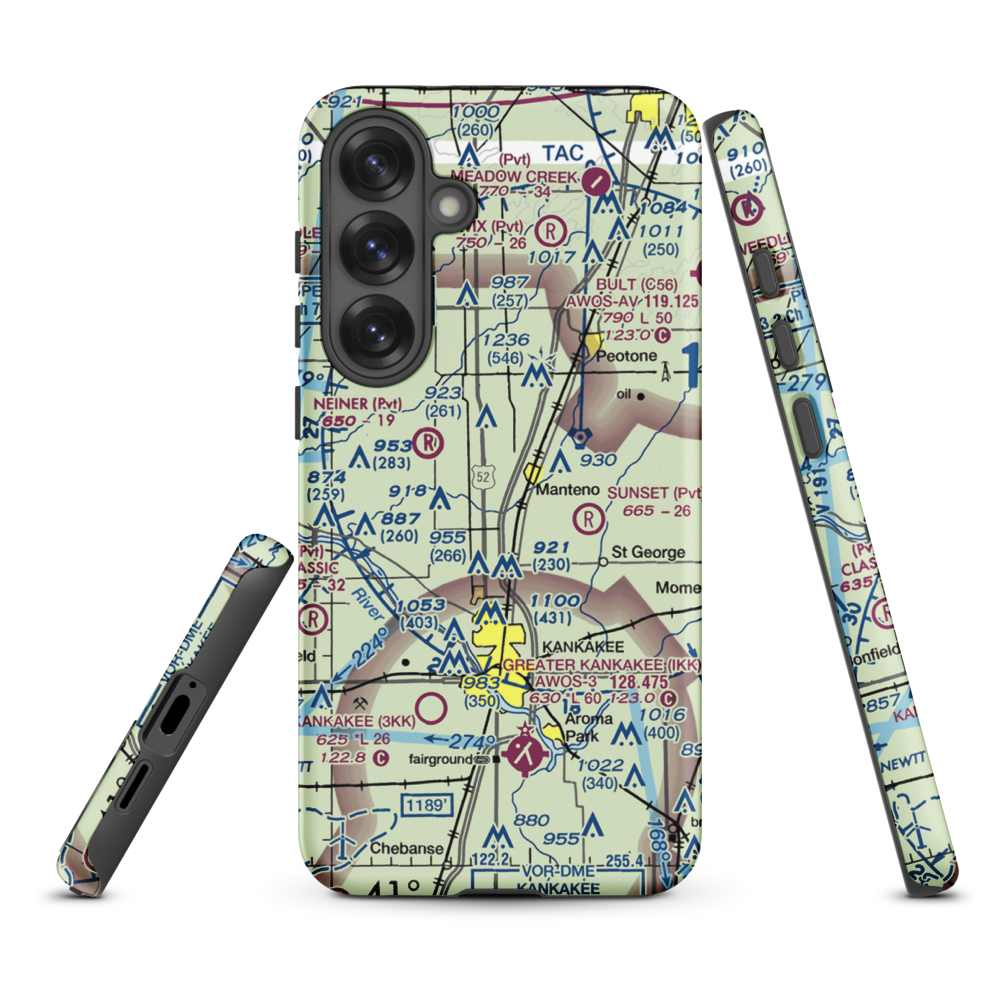 Spangler Airport (58IL) VFR Sectional Samsung Phone Case Samsung Galaxy S25 Plus model shown