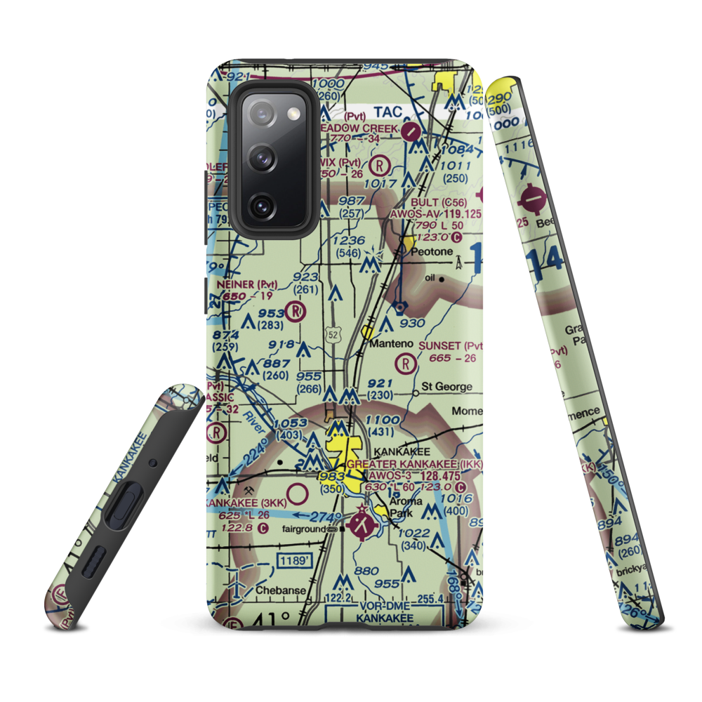 Spangler Airport (58IL) VFR Sectional Samsung Phone Case Samsung Galaxy S20 FE model shown