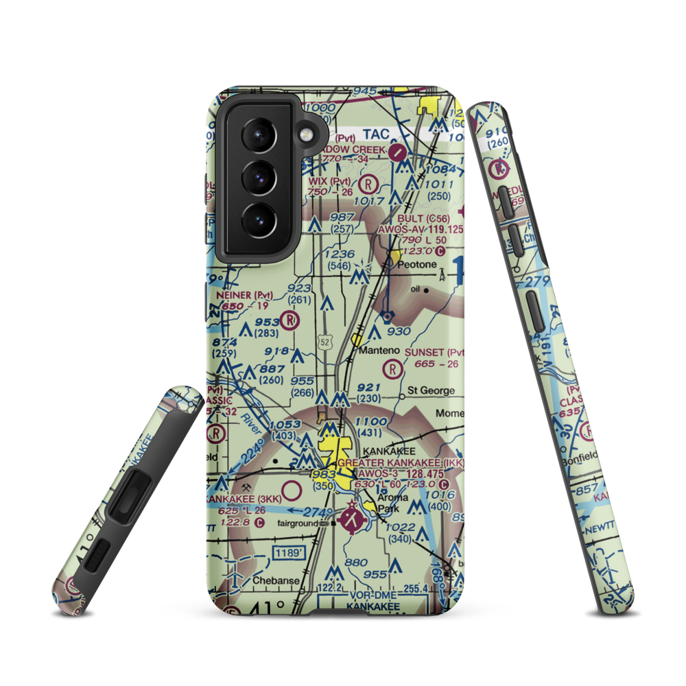 Spangler Airport (58IL) VFR Sectional Samsung Phone Case Samsung Galaxy S21 model shown