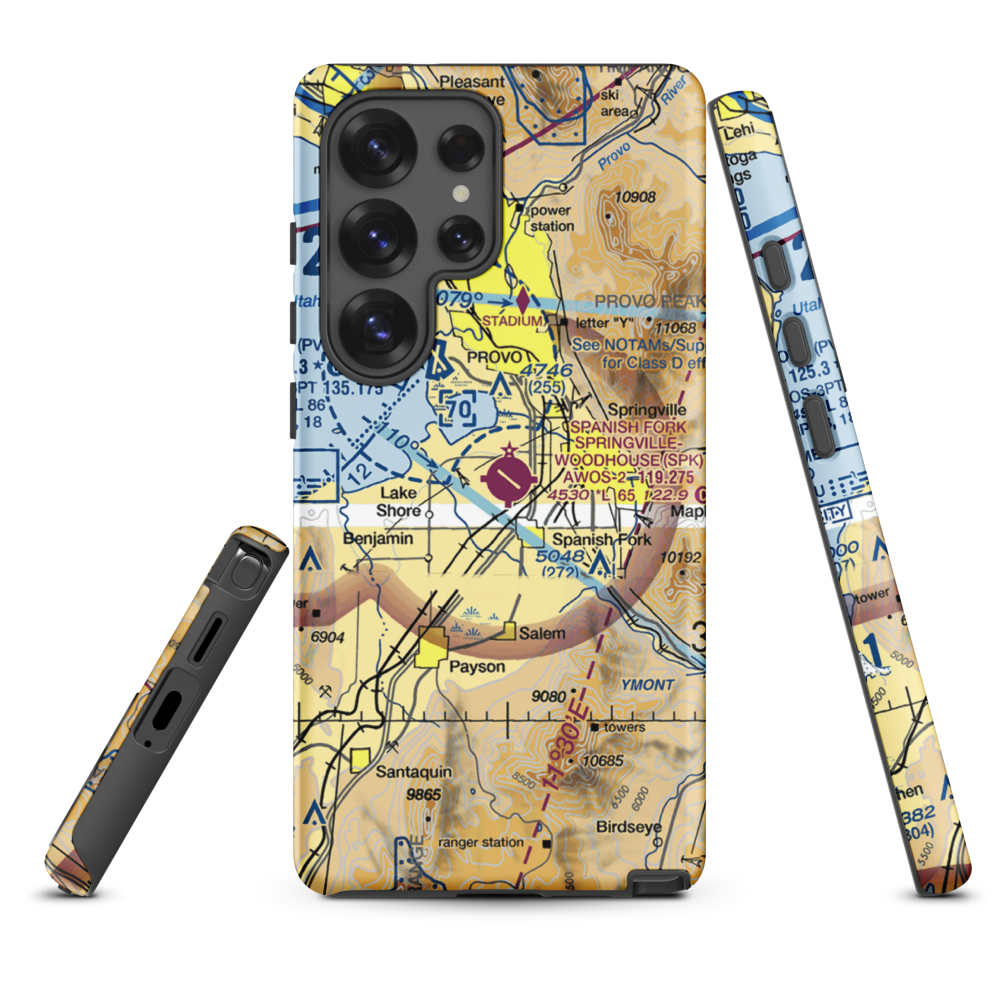 Spanish Fork-Springville-Woodhouse Field Airport (SPK) VFR Sectional Samsung Phone Case Samsung Galaxy S25 Ultra model shown