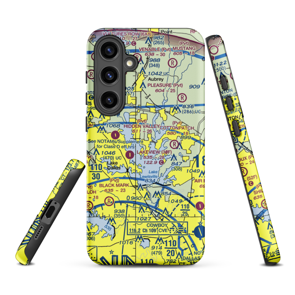 Spanish Oaks Airport (76TX) VFR Sectional Samsung Phone Case Samsung Galaxy S24 Plus model shown