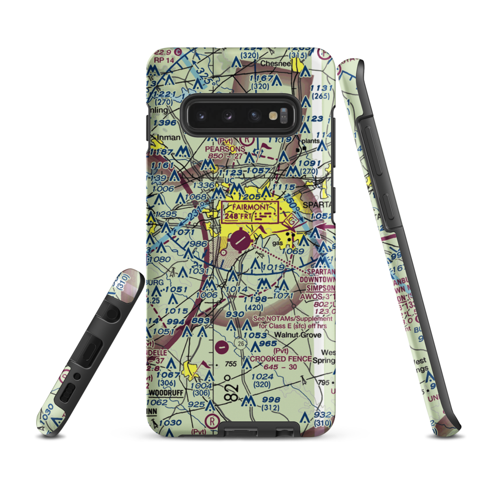 Spartanburg Downtown Memorial Airport (SPA) VFR Sectional Samsung Phone Case Samsung Galaxy S10 Plus model shown
