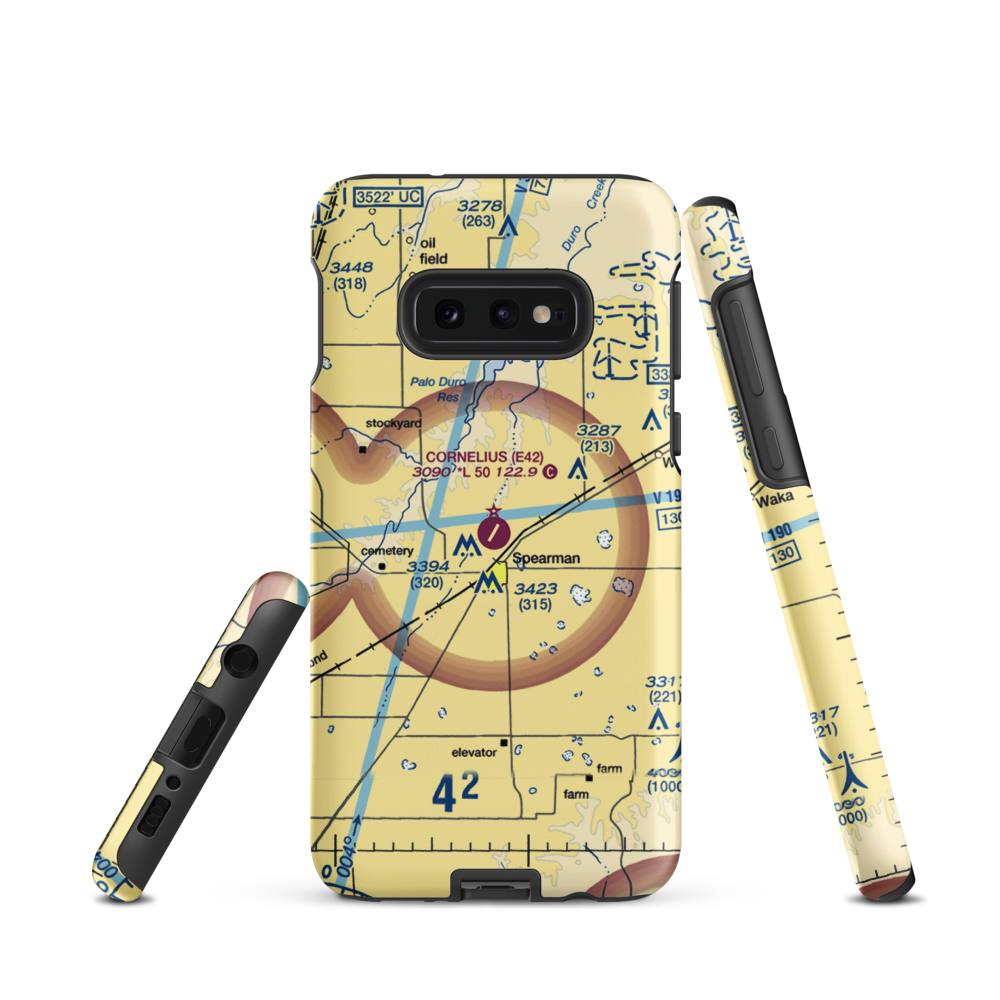 Spearman Municipal Airport (E42) VFR Sectional Samsung Phone Case Samsung Galaxy S10 Plus model shown