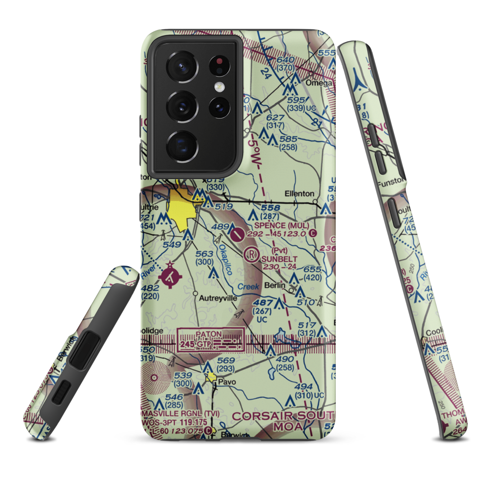 Spence Airport (MUL) VFR Sectional Samsung Phone Case Samsung Galaxy S21 Ultra model shown