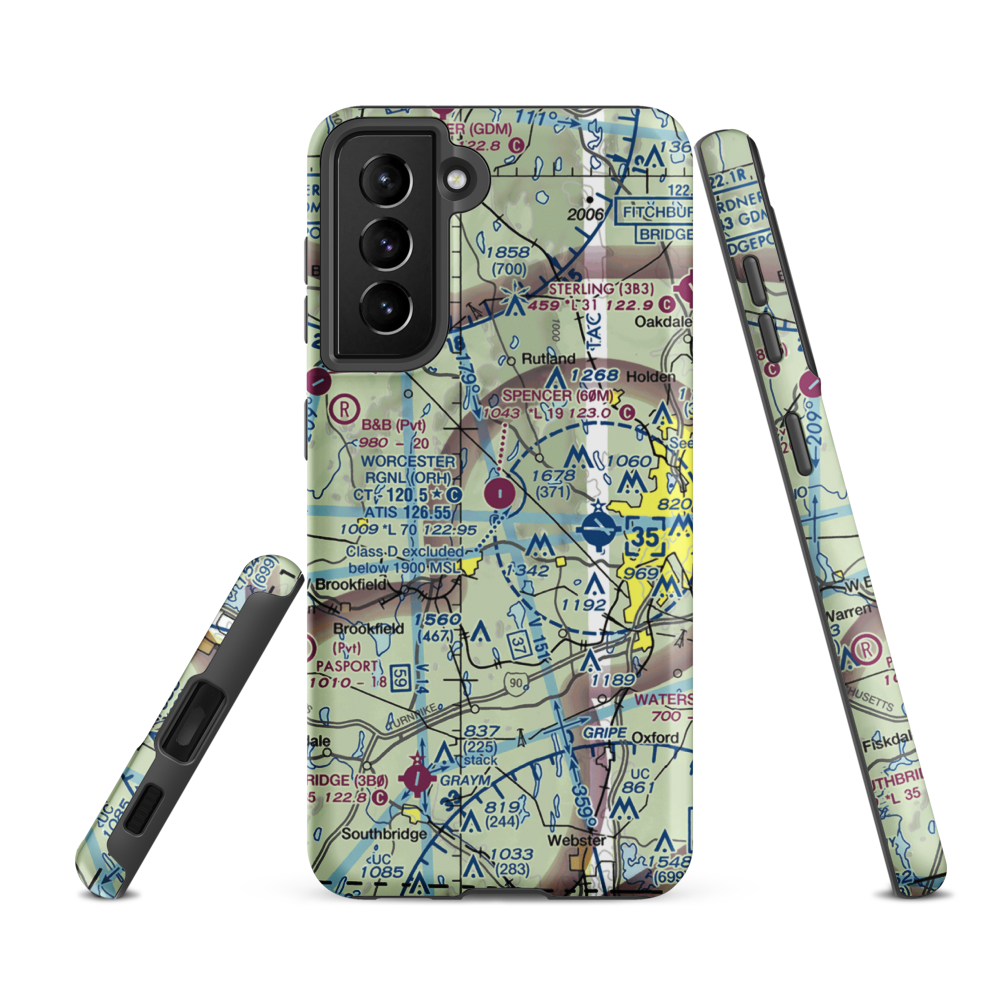 Spencer Airport (60M) VFR Sectional Samsung Phone Case Samsung Galaxy S21 FE model shown