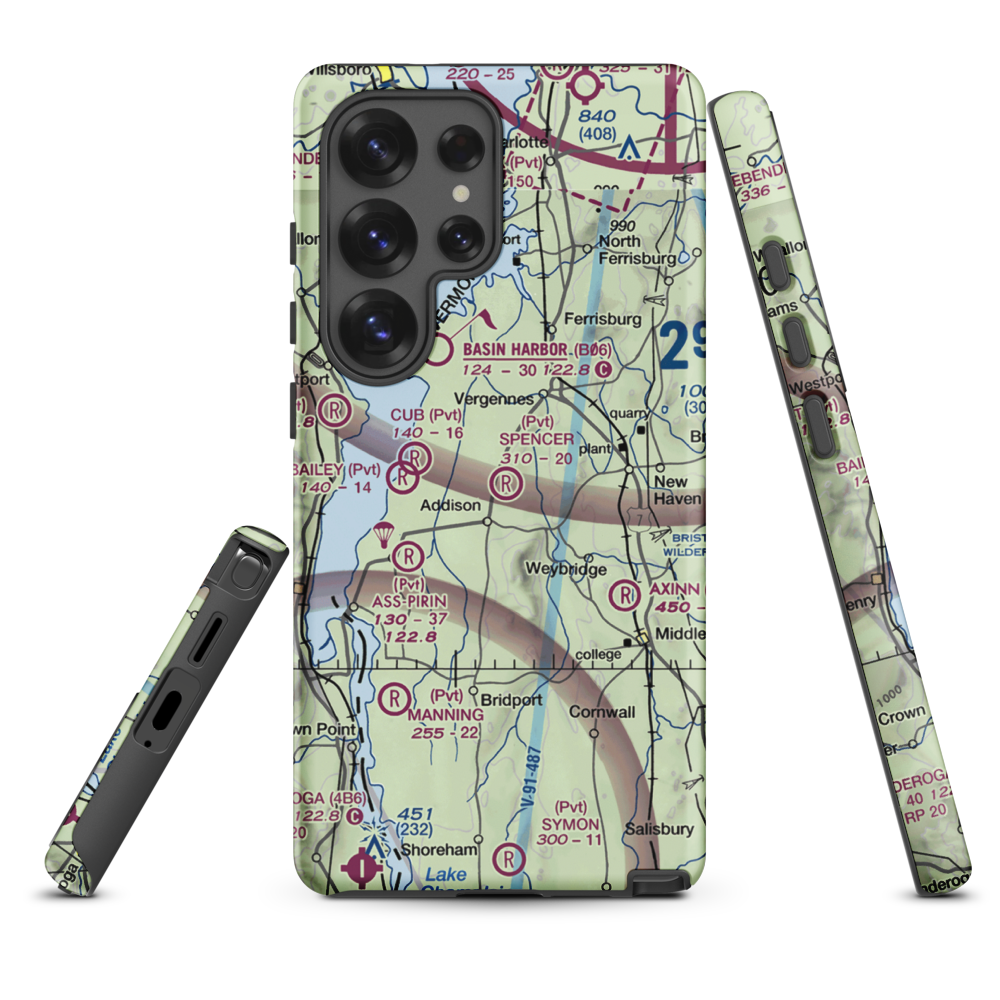 Spencer Airport (VT09) VFR Sectional Samsung Phone Case Samsung Galaxy S25 Ultra model shown
