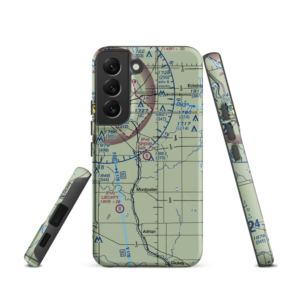Sperr Airport (ND55) VFR Sectional Samsung Phone Case Samsung Galaxy S22 model shown