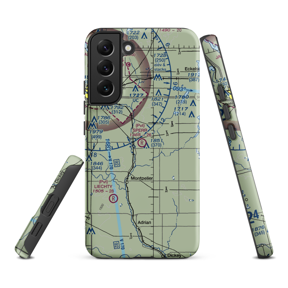Sperr Airport (ND55) VFR Sectional Samsung Phone Case Samsung Galaxy S22 Plus model shown