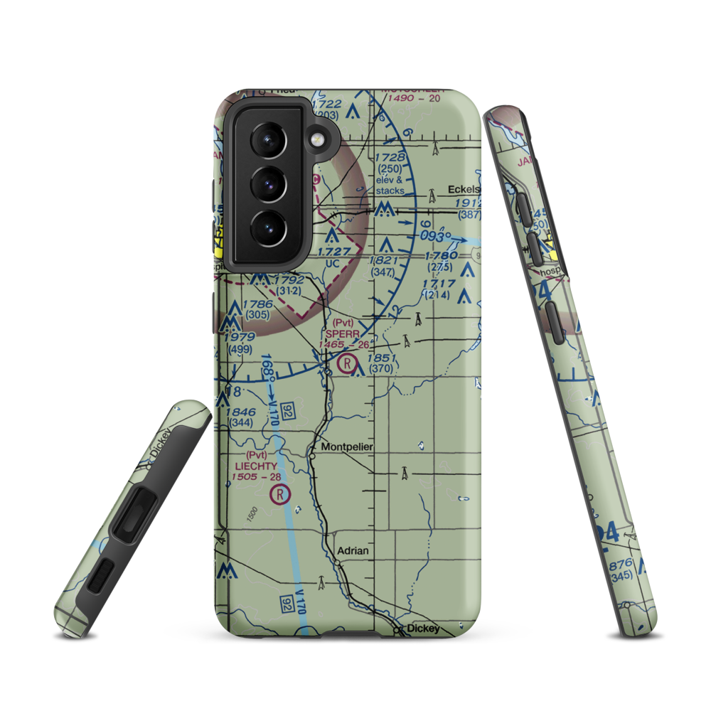 Sperr Airport (ND55) VFR Sectional Samsung Phone Case Samsung Galaxy S21 model shown