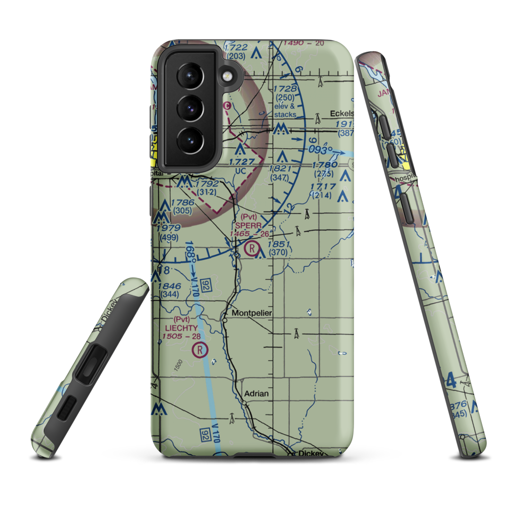 Sperr Airport (ND55) VFR Sectional Samsung Phone Case Samsung Galaxy S21 Plus model shown