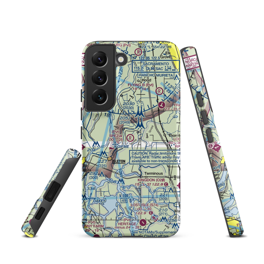 Spezia Airport (9CL9) VFR Sectional Samsung Phone Case Samsung Galaxy S22 model shown