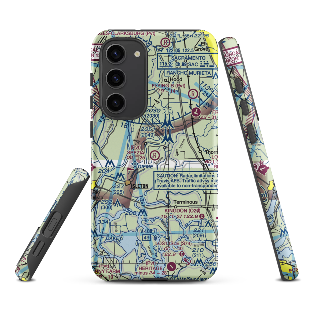 Spezia Airport (9CL9) VFR Sectional Samsung Phone Case Samsung Galaxy S23 Plus model shown