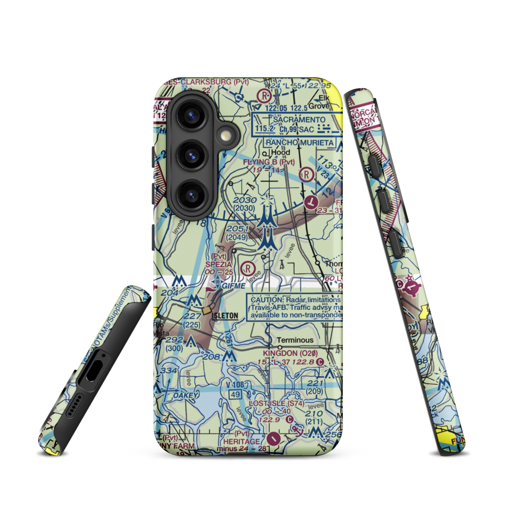 Spezia Airport (9CL9) VFR Sectional Samsung Phone Case Samsung Galaxy S24 model shown
