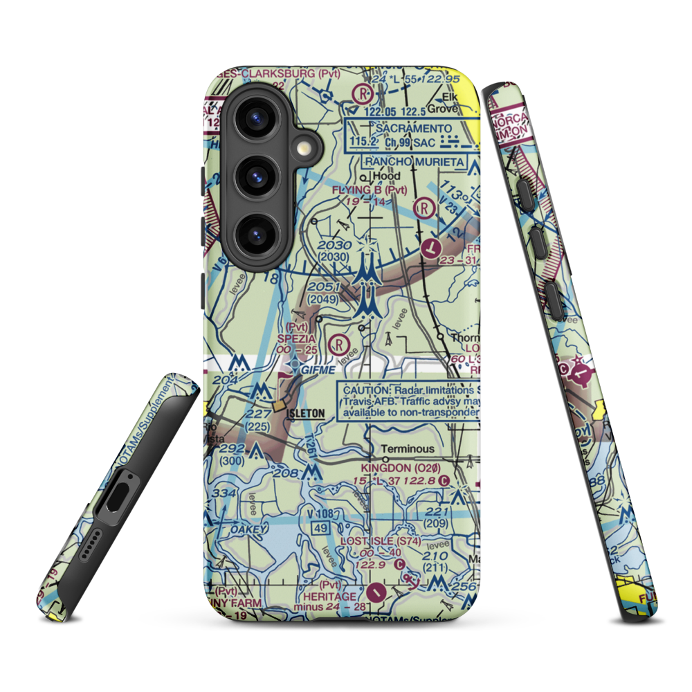 Spezia Airport (9CL9) VFR Sectional Samsung Phone Case Samsung Galaxy S24 Plus model shown