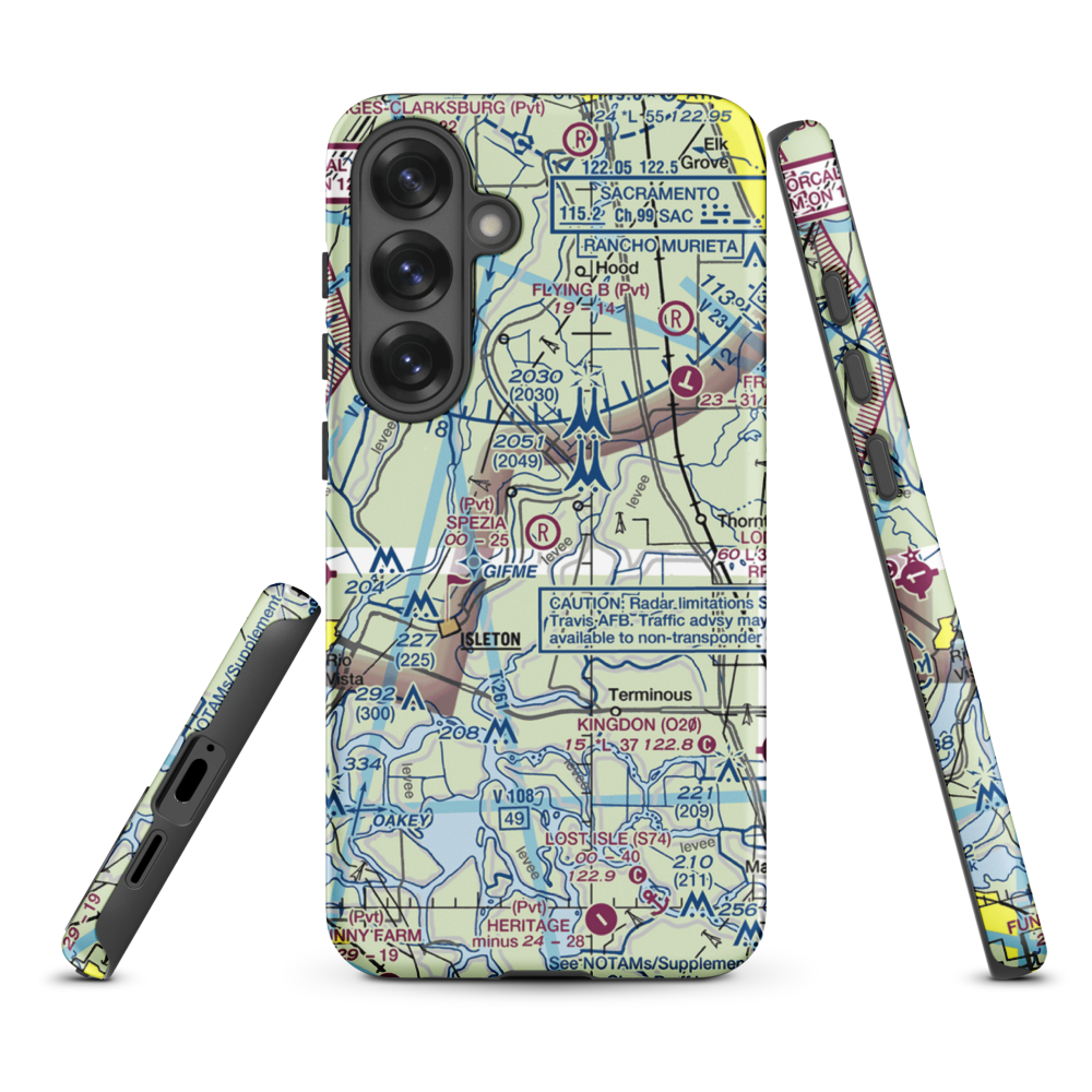 Spezia Airport (9CL9) VFR Sectional Samsung Phone Case Samsung Galaxy S25 Plus model shown
