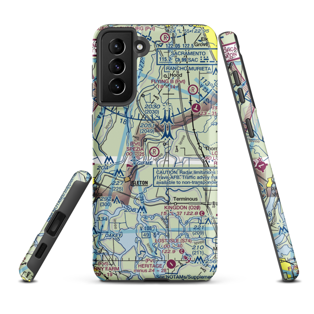 Spezia Airport (9CL9) VFR Sectional Samsung Phone Case Samsung Galaxy S21 FE model shown