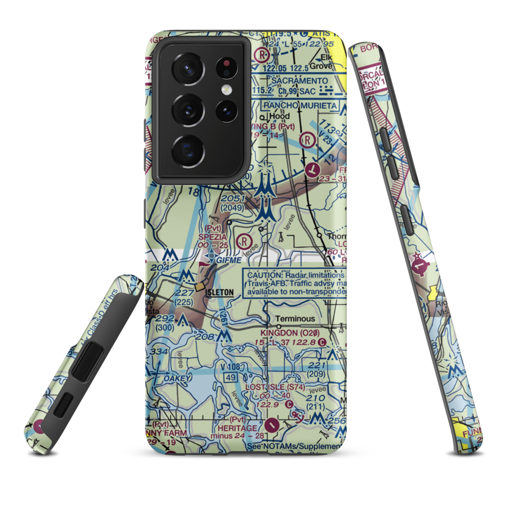 Spezia Airport (9CL9) VFR Sectional Samsung Phone Case Samsung Galaxy S21 Plus model shown