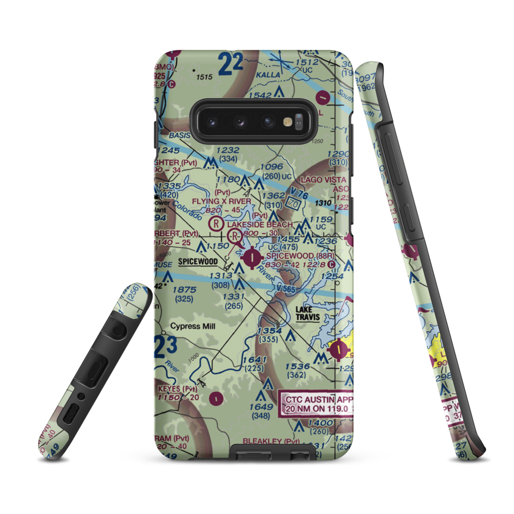 Spicewood Airport (88R) VFR Sectional Samsung Phone Case Samsung Galaxy S10 Plus model shown