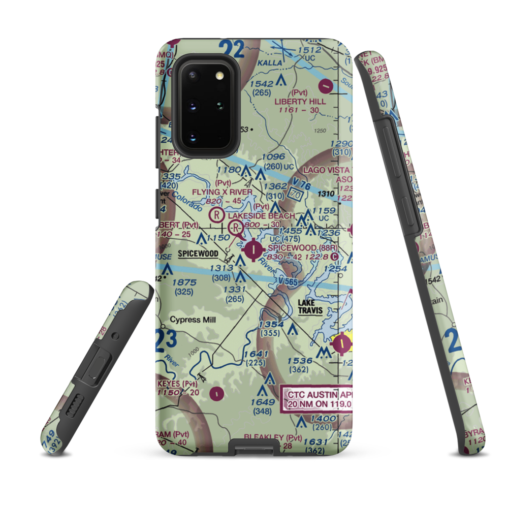Spicewood Airport (88R) VFR Sectional Samsung Phone Case Samsung Galaxy S20 Plus model shown
