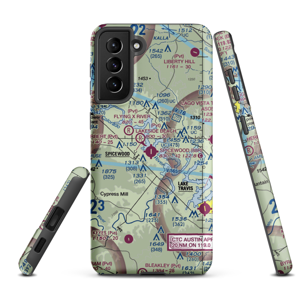 Spicewood Airport (88R) VFR Sectional Samsung Phone Case Samsung Galaxy S21 Plus model shown
