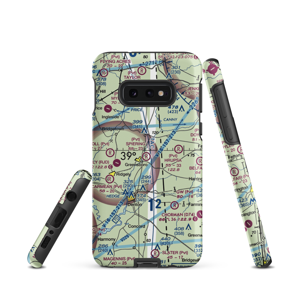 Spiering Airport (8MD4) VFR Sectional Samsung Phone Case Samsung Galaxy S10e model shown
