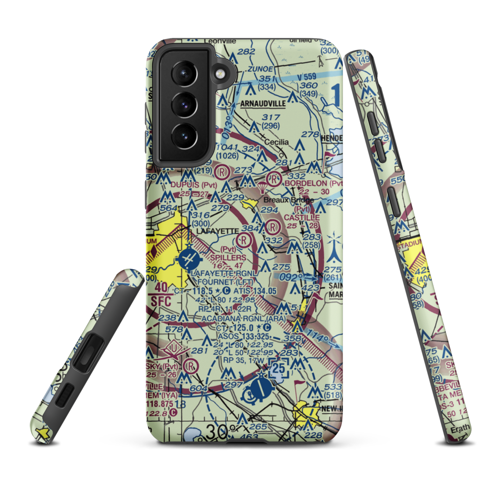Spillers Club Airport (LA76) VFR Sectional Samsung Phone Case Samsung Galaxy S21 FE model shown