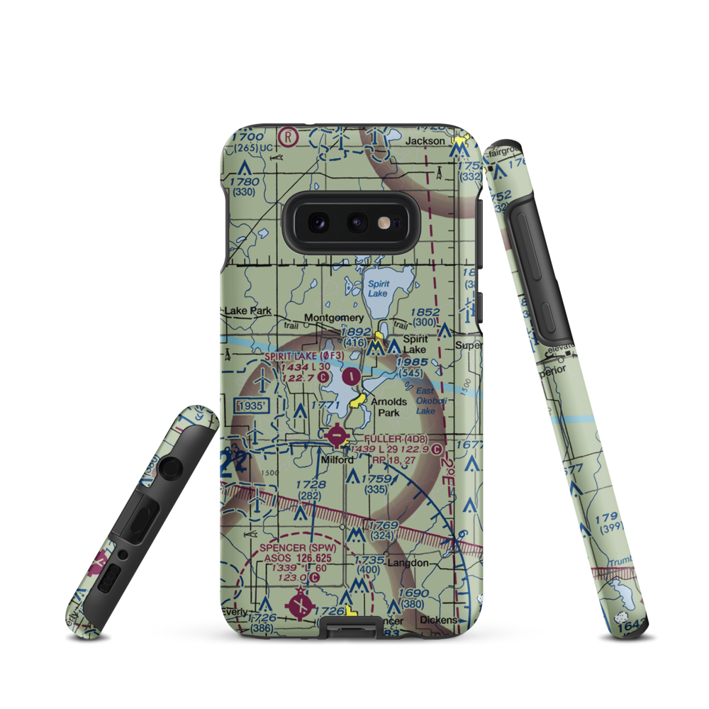 Spirit Lake Municipal Airport (0F3) VFR Sectional Samsung Phone Case Samsung Galaxy S10 Plus model shown