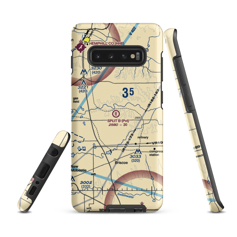 Split B Ranch Airport (TE04) VFR Sectional Samsung Phone Case Samsung Galaxy S10 Plus model shown