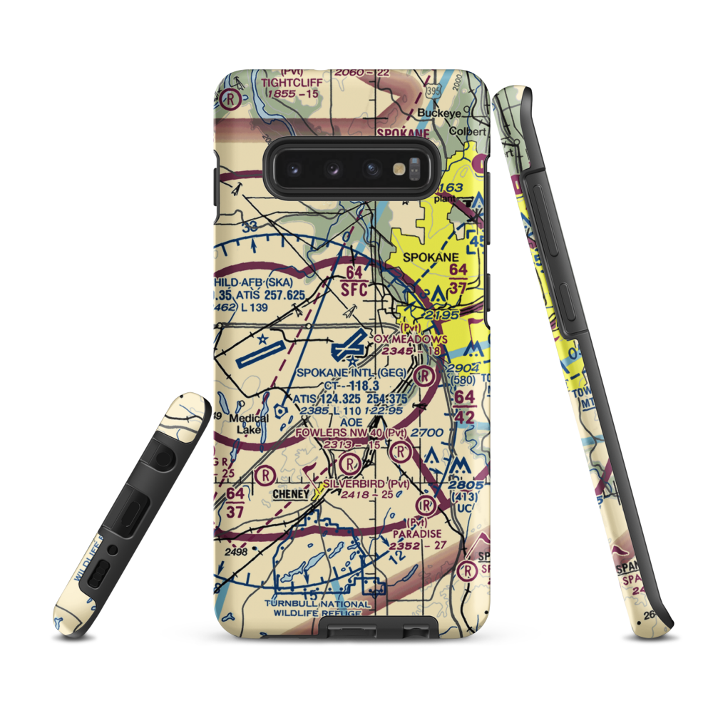 Spokane International Airport (GEG) VFR Sectional Samsung Phone Case Samsung Galaxy S10 Plus model shown