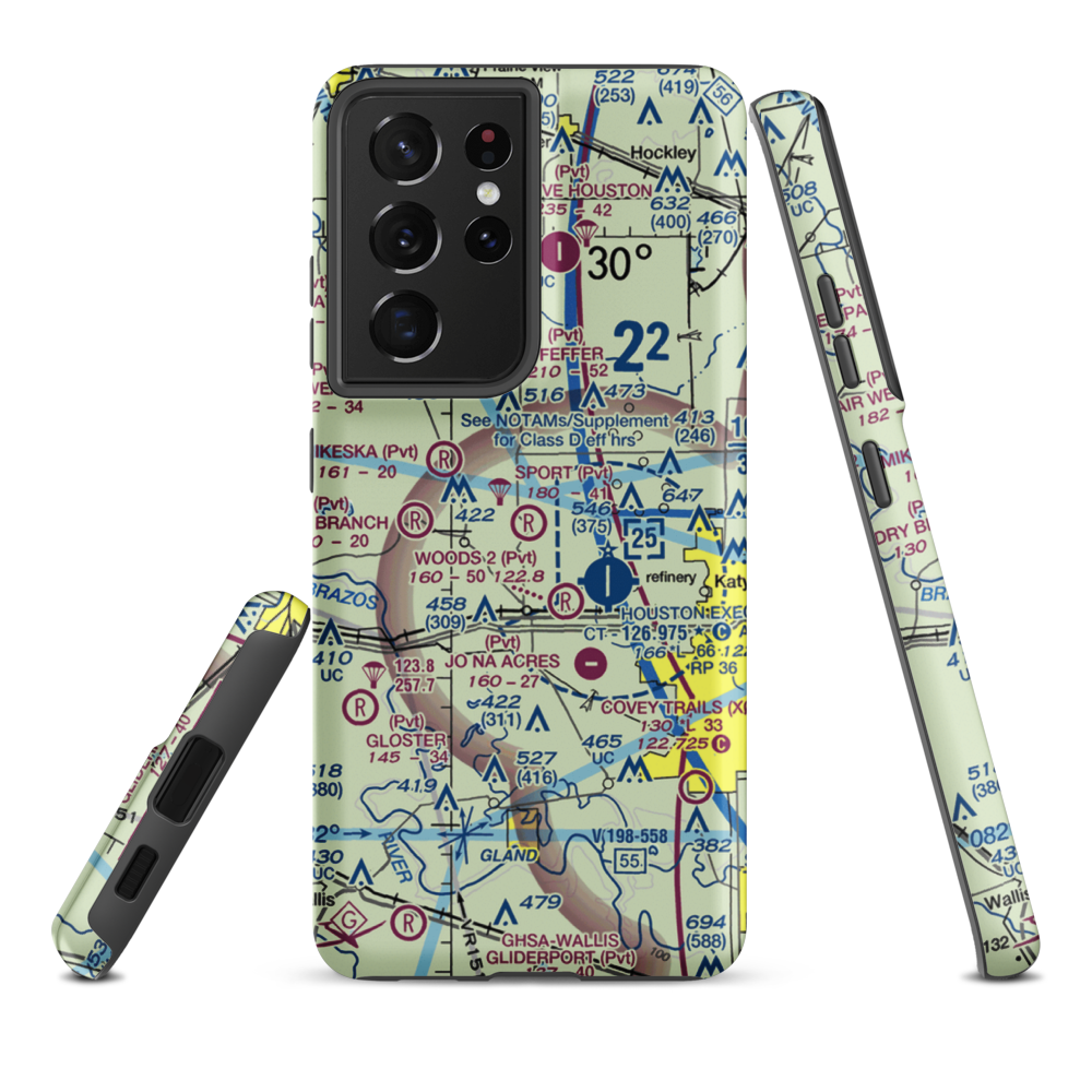 Sport Flyers Airport (27XS) VFR Sectional Samsung Phone Case Samsung Galaxy S21 Plus model shown