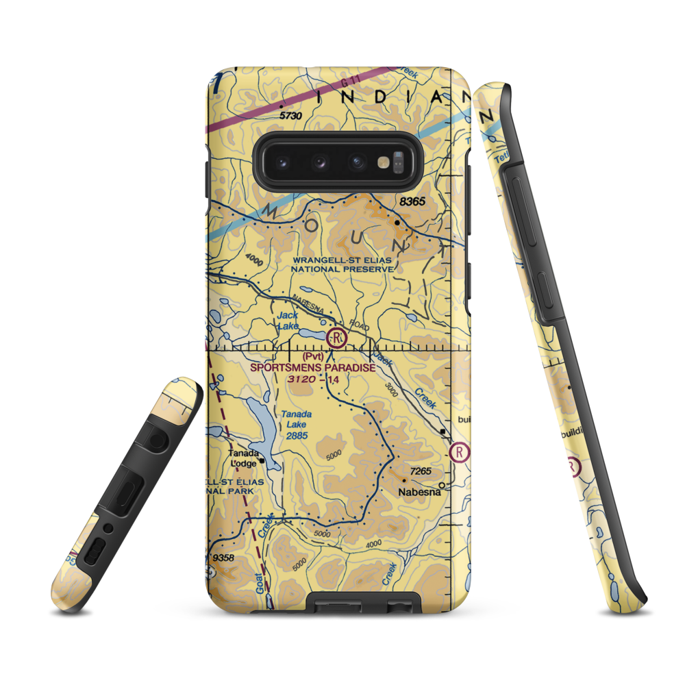 Sports Mans Paradise Airport (9AK0) VFR Sectional Samsung Phone Case Samsung Galaxy S10 Plus model shown