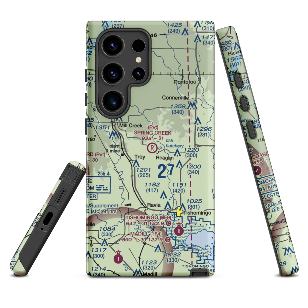 Spring Creek Ranch Airport (73OK) VFR Sectional Samsung Phone Case Samsung Galaxy S24 Ultra model shown