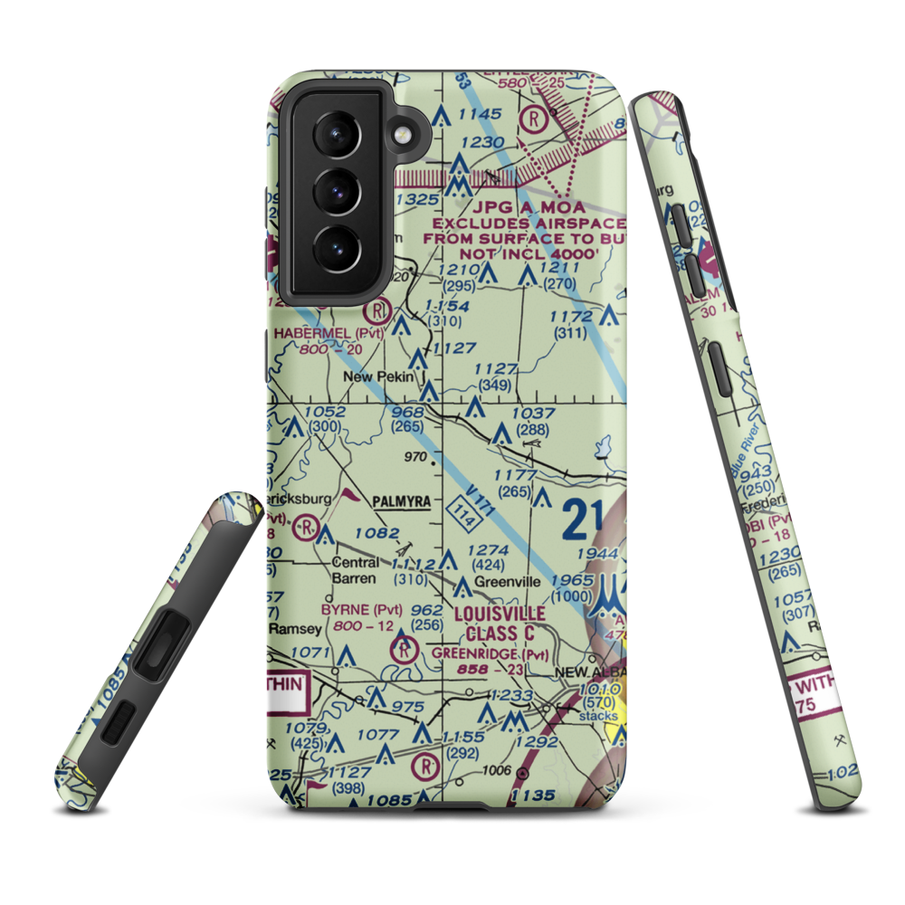 Spring Lake Airport (IN43) VFR Sectional Samsung Phone Case Samsung Galaxy S21 Plus model shown