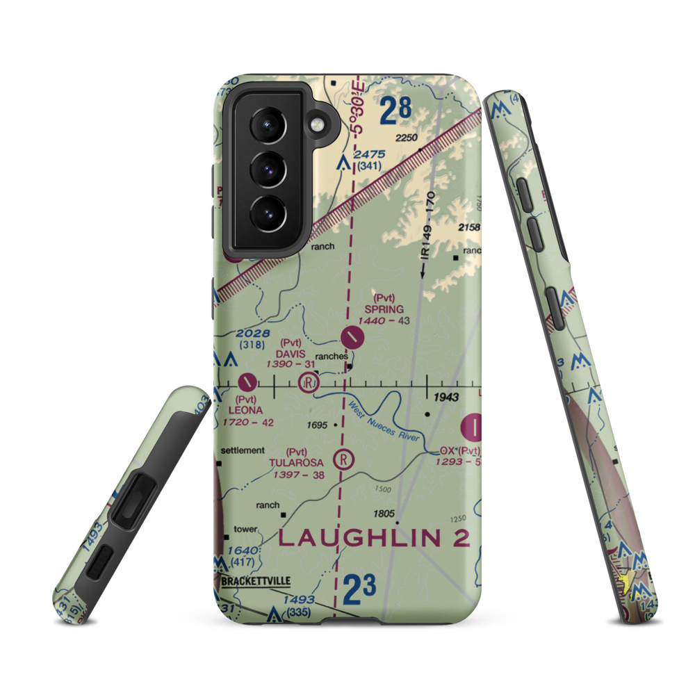 Spring Ranch Airport (3TA6) VFR Sectional Samsung Phone Case Samsung Galaxy S21 FE model shown