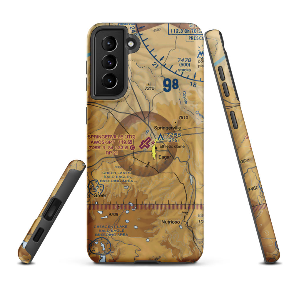 Springerville Municipal Airport (JTC) VFR Sectional Samsung Phone Case Samsung Galaxy S21 Plus model shown