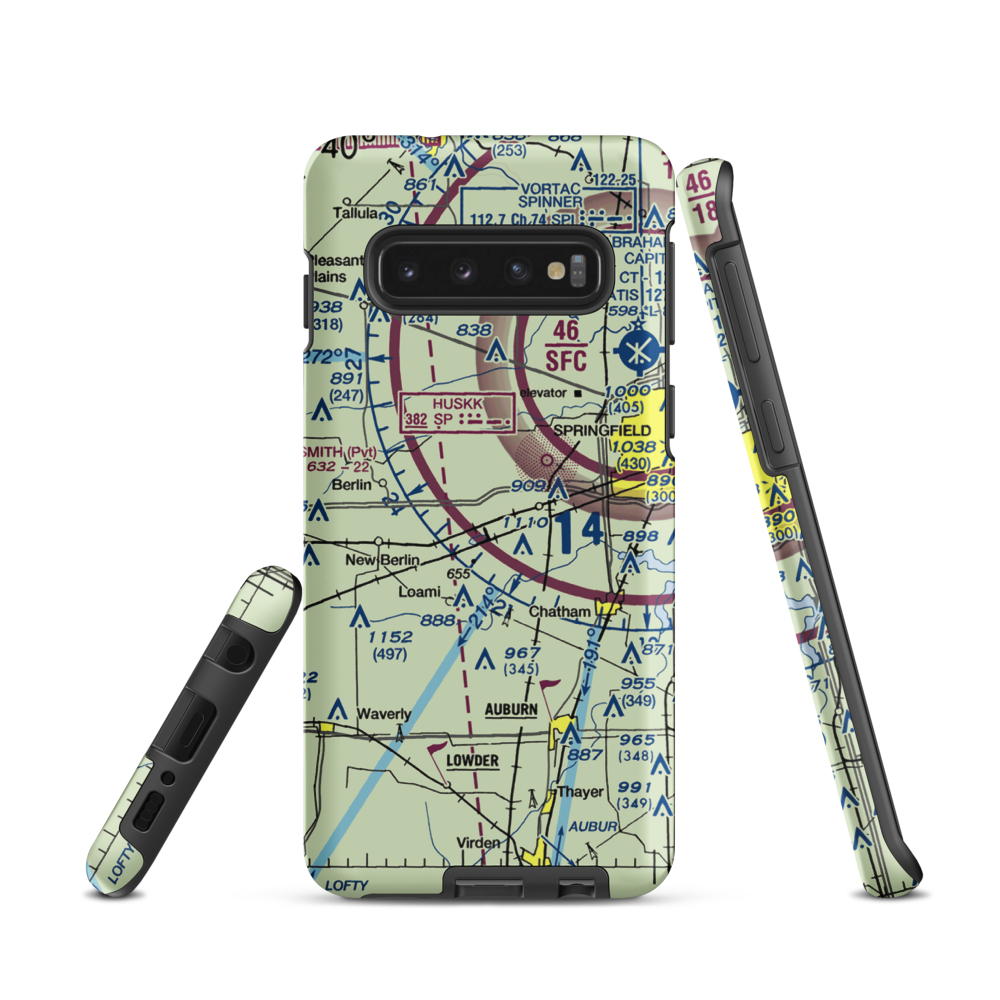 Springfield Southwest Airpark (IL97) VFR Sectional Samsung Phone Case Samsung Galaxy S10 model shown