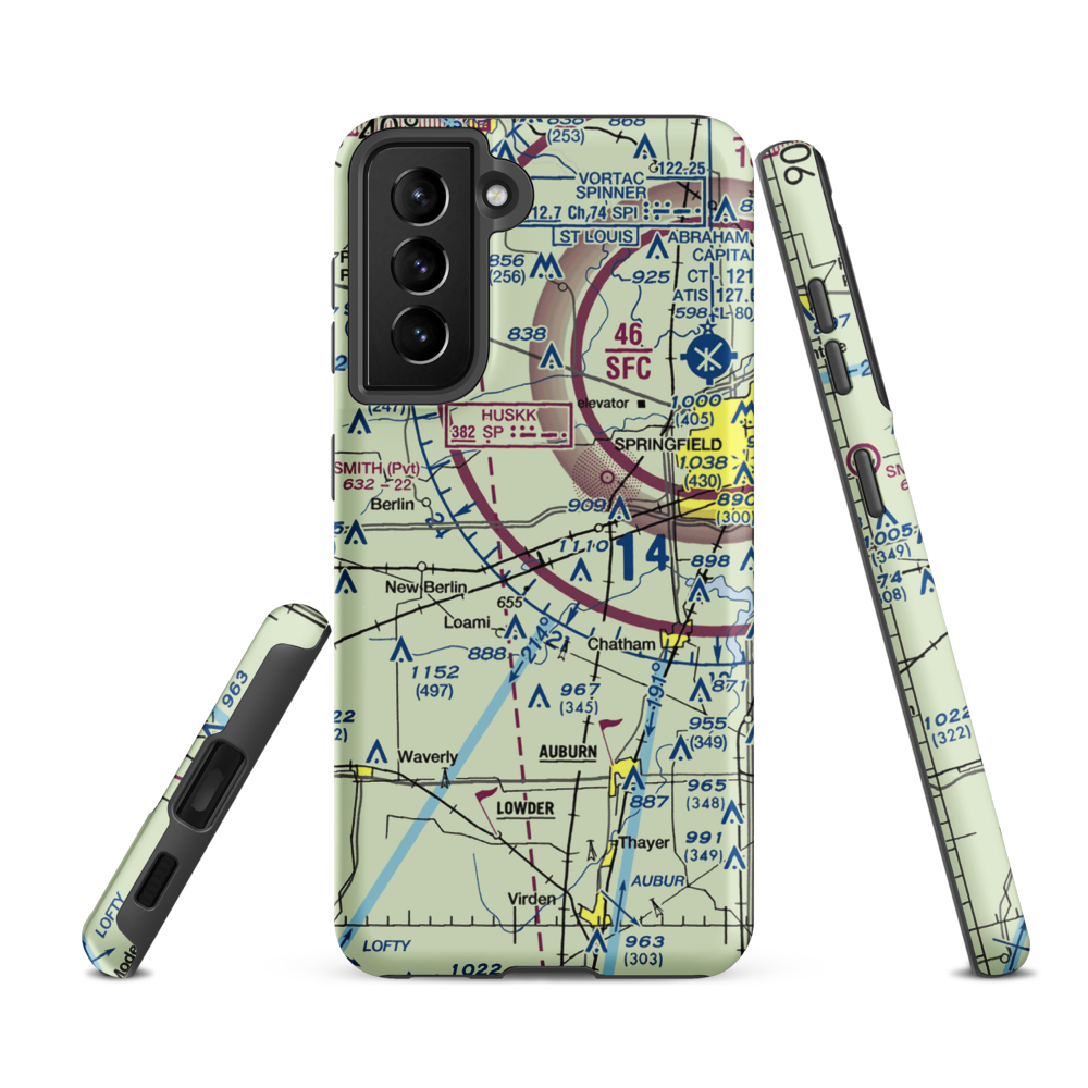 Springfield Southwest Airpark (IL97) VFR Sectional Samsung Phone Case Samsung Galaxy S21 FE model shown
