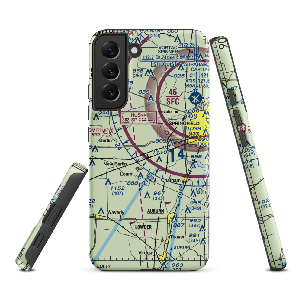 Springfield Southwest Airpark (IL97) VFR Sectional Samsung Phone Case Samsung Galaxy S22 Plus model shown