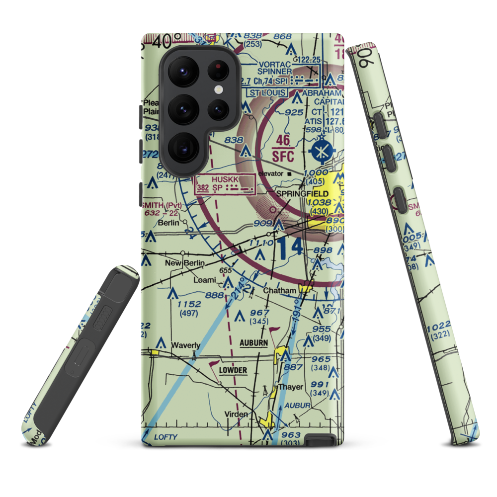 Springfield Southwest Airpark (IL97) VFR Sectional Samsung Phone Case Samsung Galaxy S22 Ultra model shown