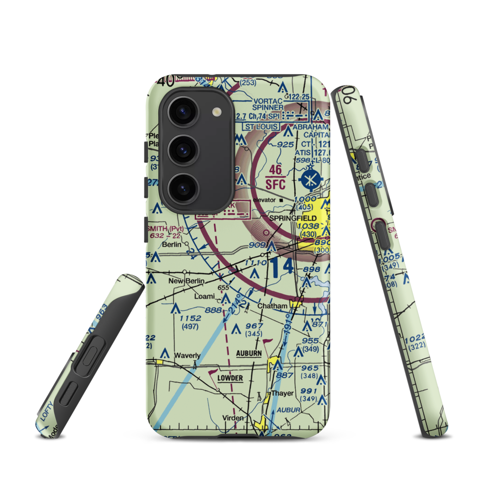 Springfield Southwest Airpark (IL97) VFR Sectional Samsung Phone Case Samsung Galaxy S23 model shown