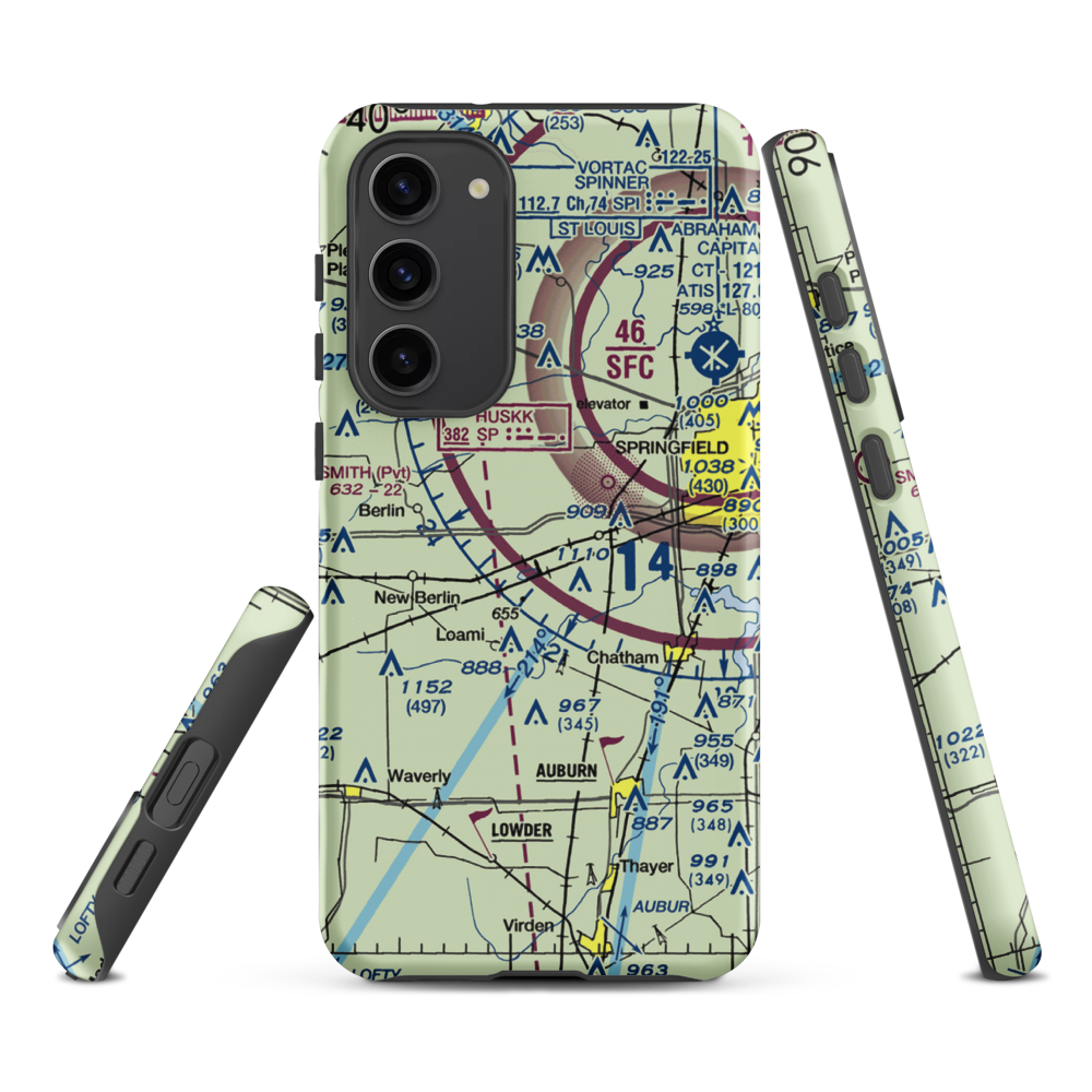 Springfield Southwest Airpark (IL97) VFR Sectional Samsung Phone Case Samsung Galaxy S23 Plus model shown
