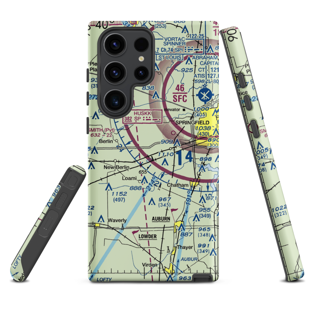 Springfield Southwest Airpark (IL97) VFR Sectional Samsung Phone Case Samsung Galaxy S23 Ultra model shown